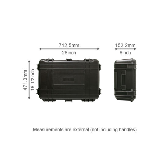 Hurricane Waterproof and Shockproof XL Plastic Case - Black (712.5X471.3X152.2mm)