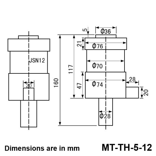 M5-M12 (3/16-1/2) Auto-Reversing Tapping Head Jsn12